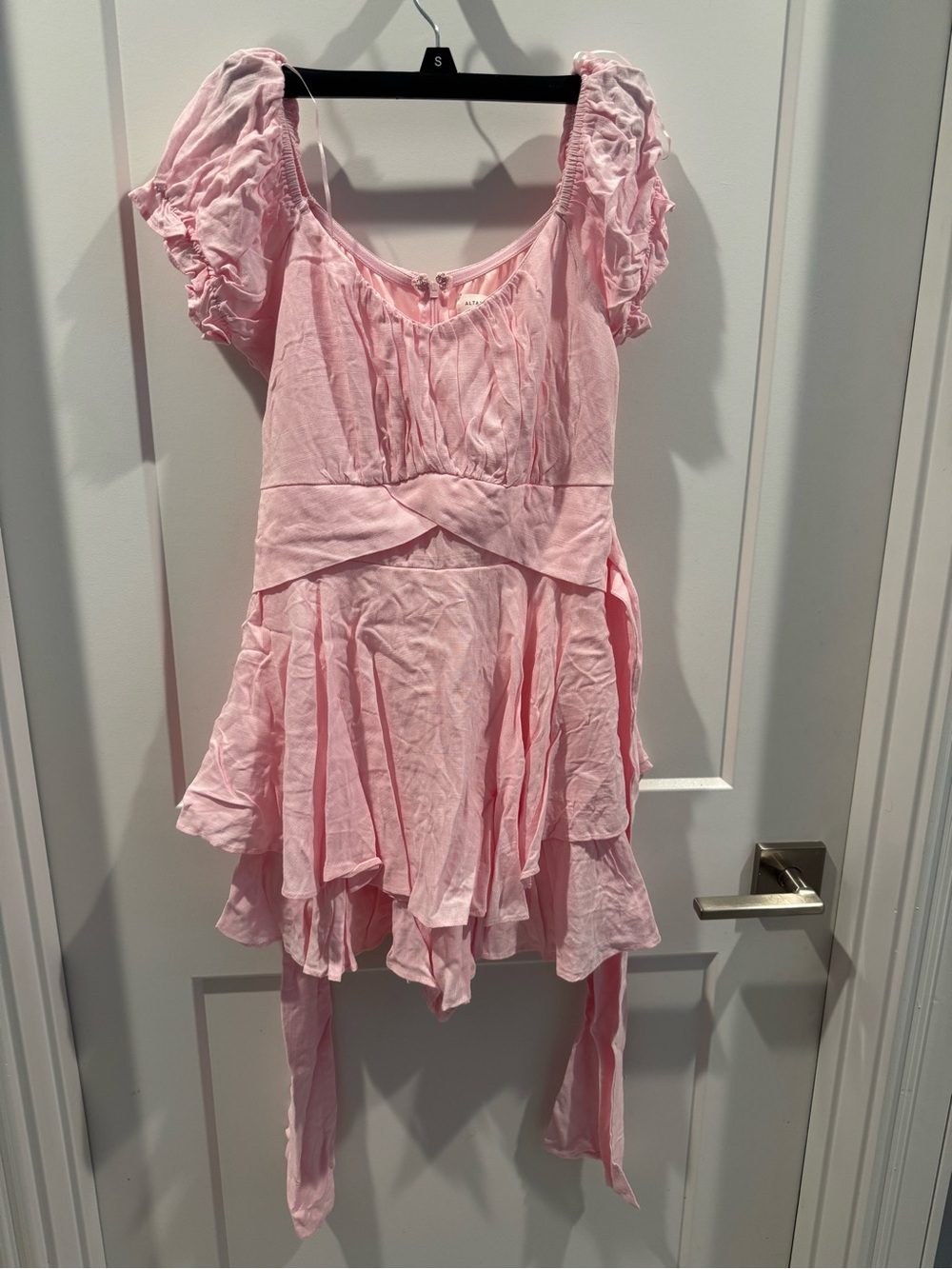 Altar’d State Small Light Pink Ruffled Tie-Back Mini Dress with Built In Shorts